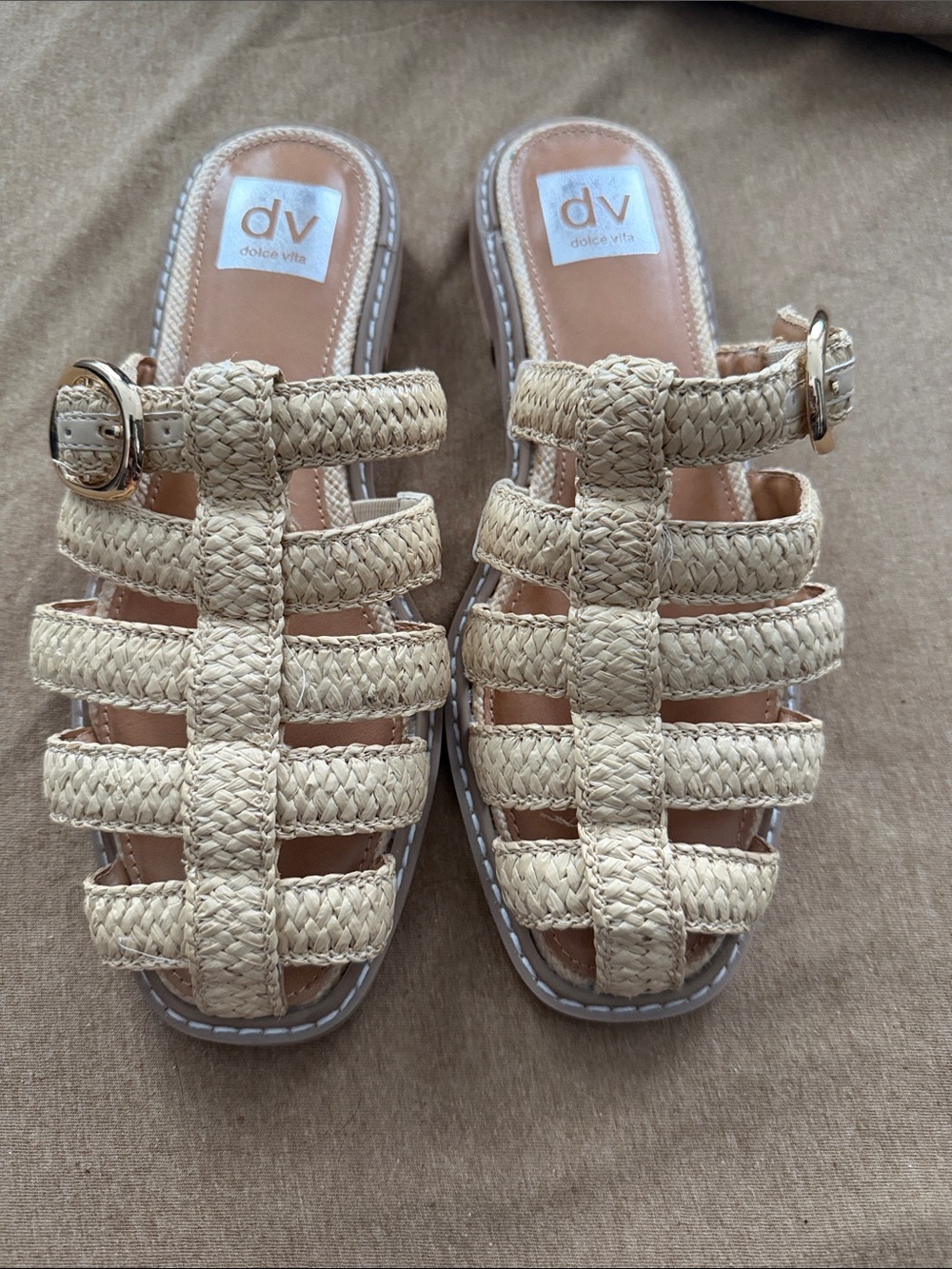 NWOB Dolce Vita Cream Braided Buckle Slide Sandals - size 7